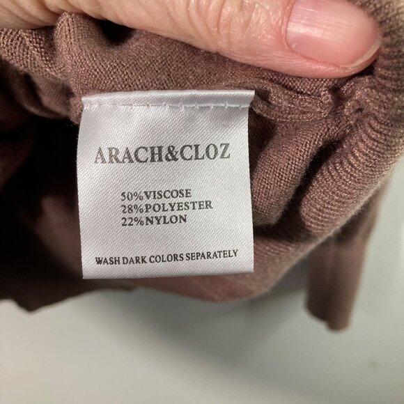 Womens Arach & Cloz V Neck Textured Sweater Mocha Mousse Brown L Viscose Polyest - Picture 9 of 10